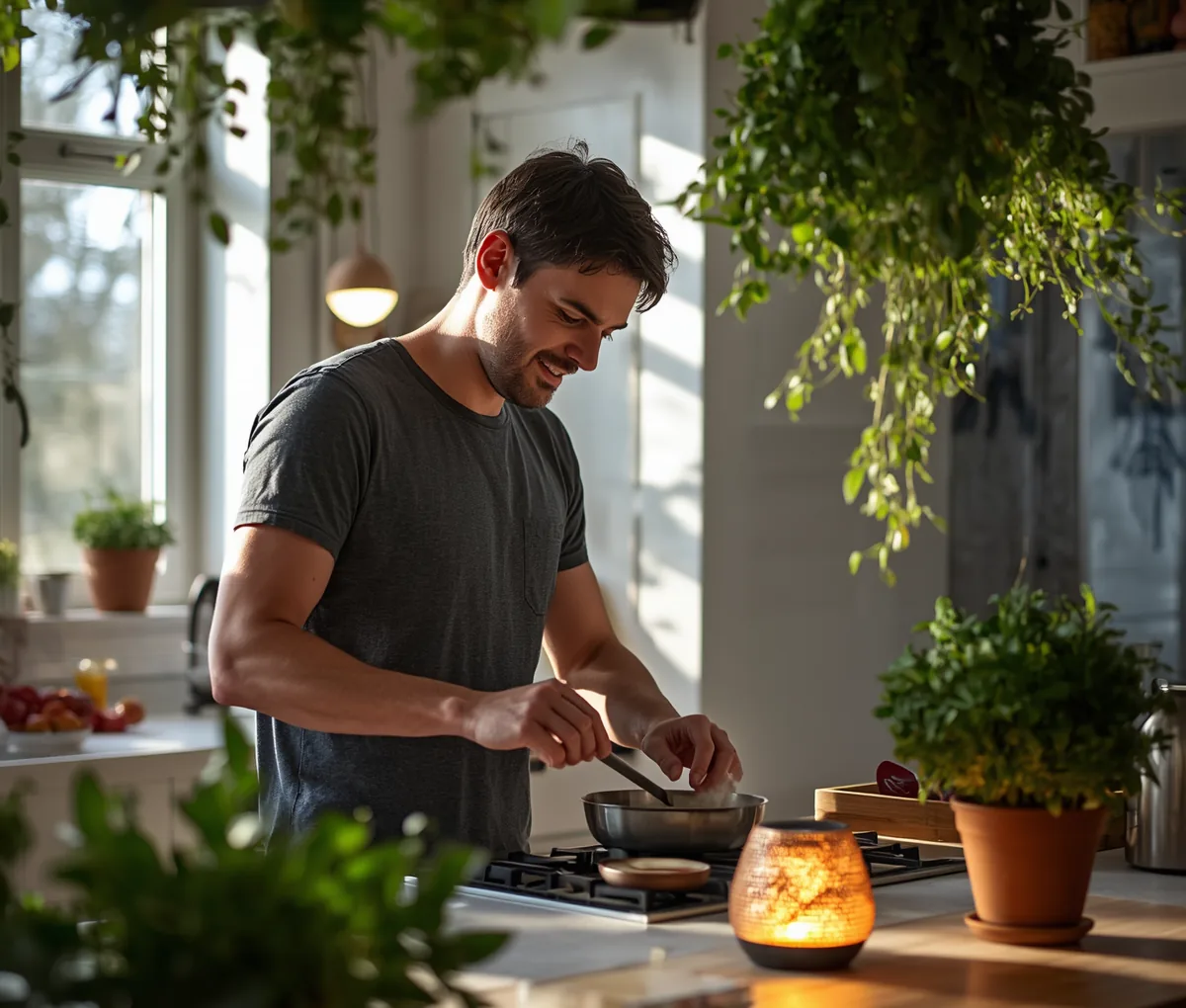 Person at ease at home with bills handled by the tracker app