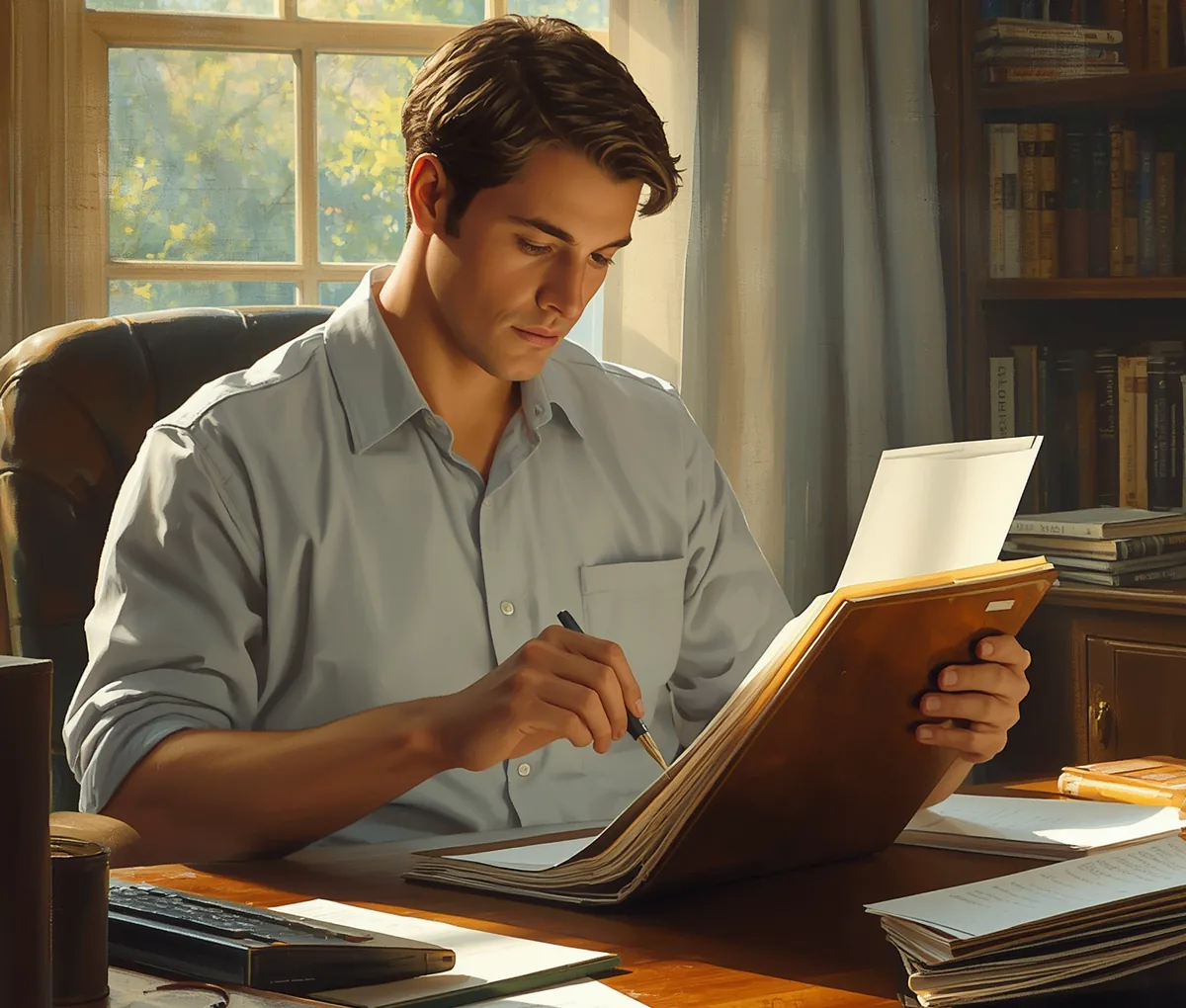 Person organising insurance policies in the tracker app