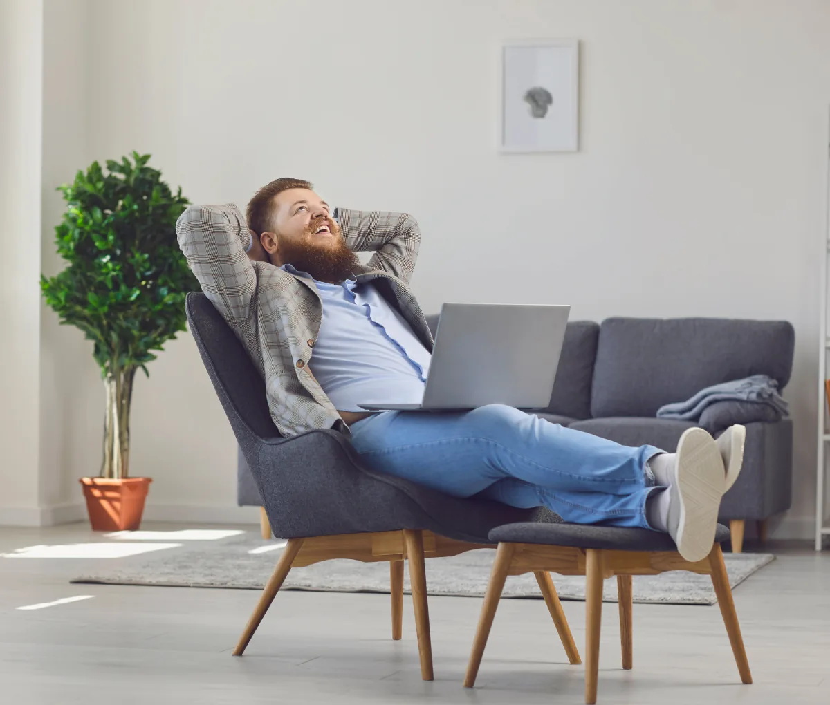 Relaxed investor secure about their portfolio