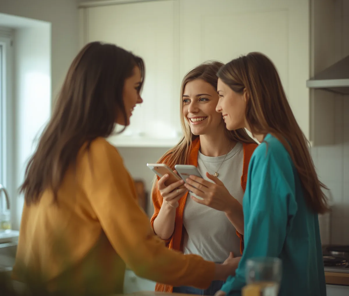 Flatmates splitting shared household bills on a phone